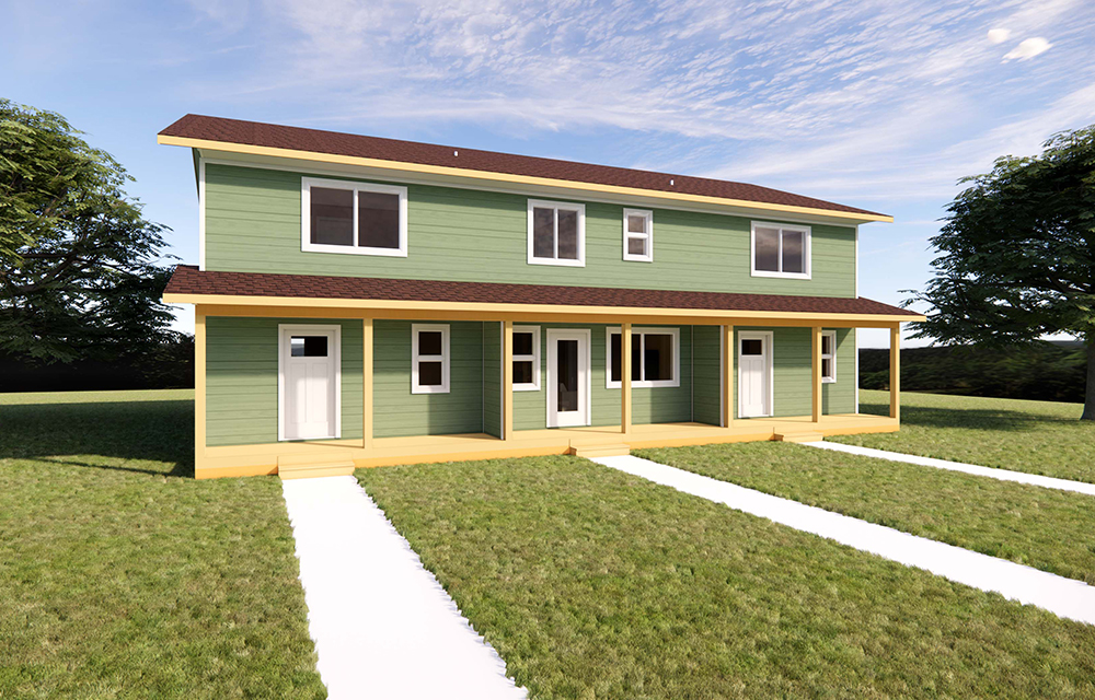 Traditional design triplex with covered rear and front entries. Each unit has 3 bedrooms, 1 bathroom.