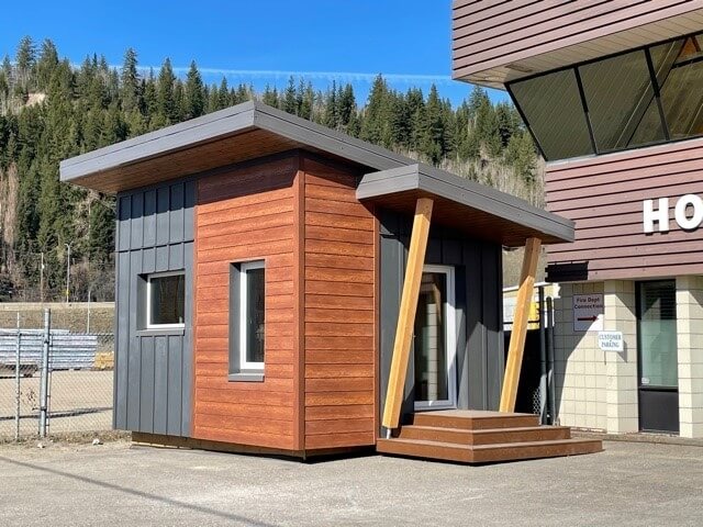 exterior of modern tiny home built to passive house standards